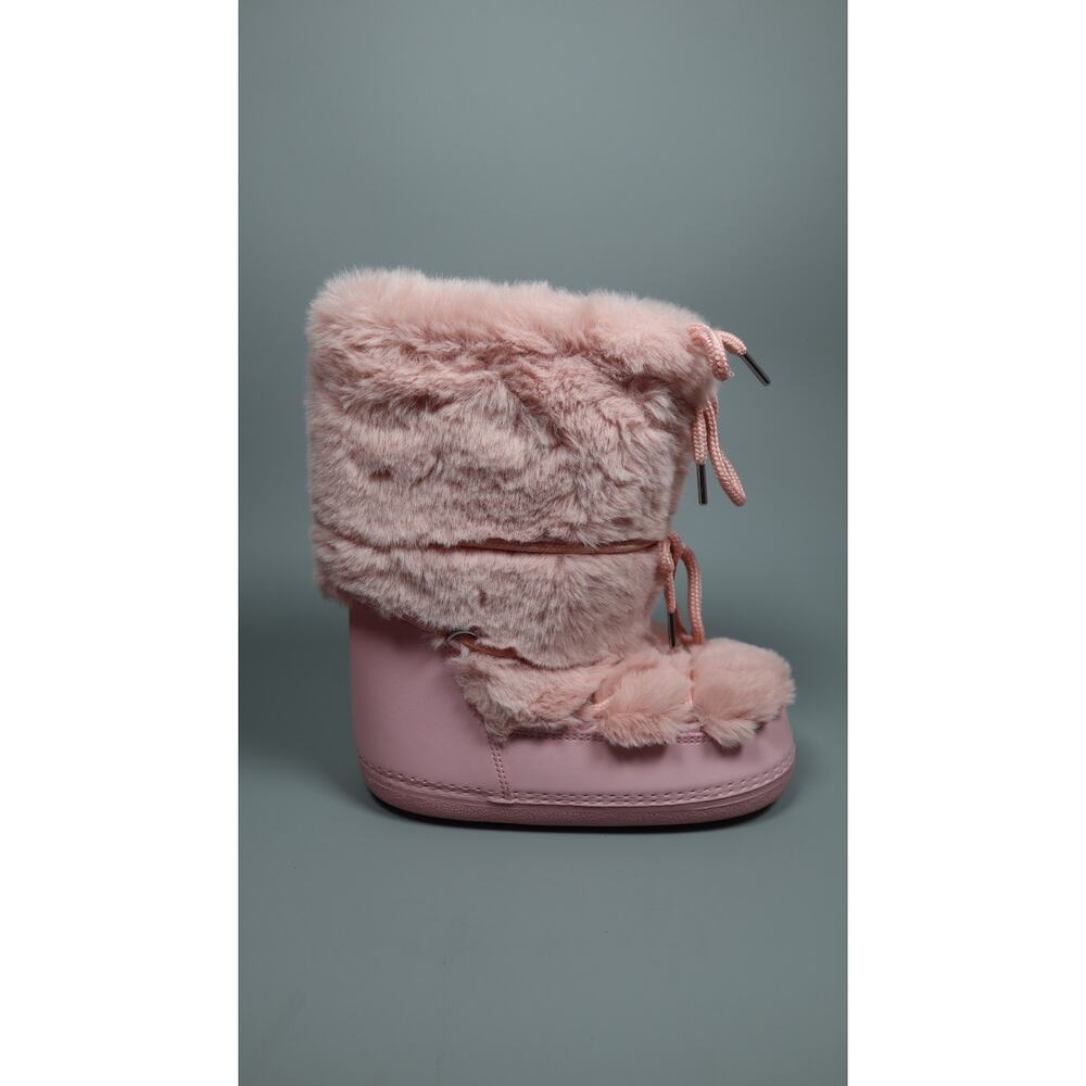 ZHENAIYISHENG Pink Faux Fur Snow Boots Women Mid Calf Winter Platform Size 9 - Picture 5 of 7
